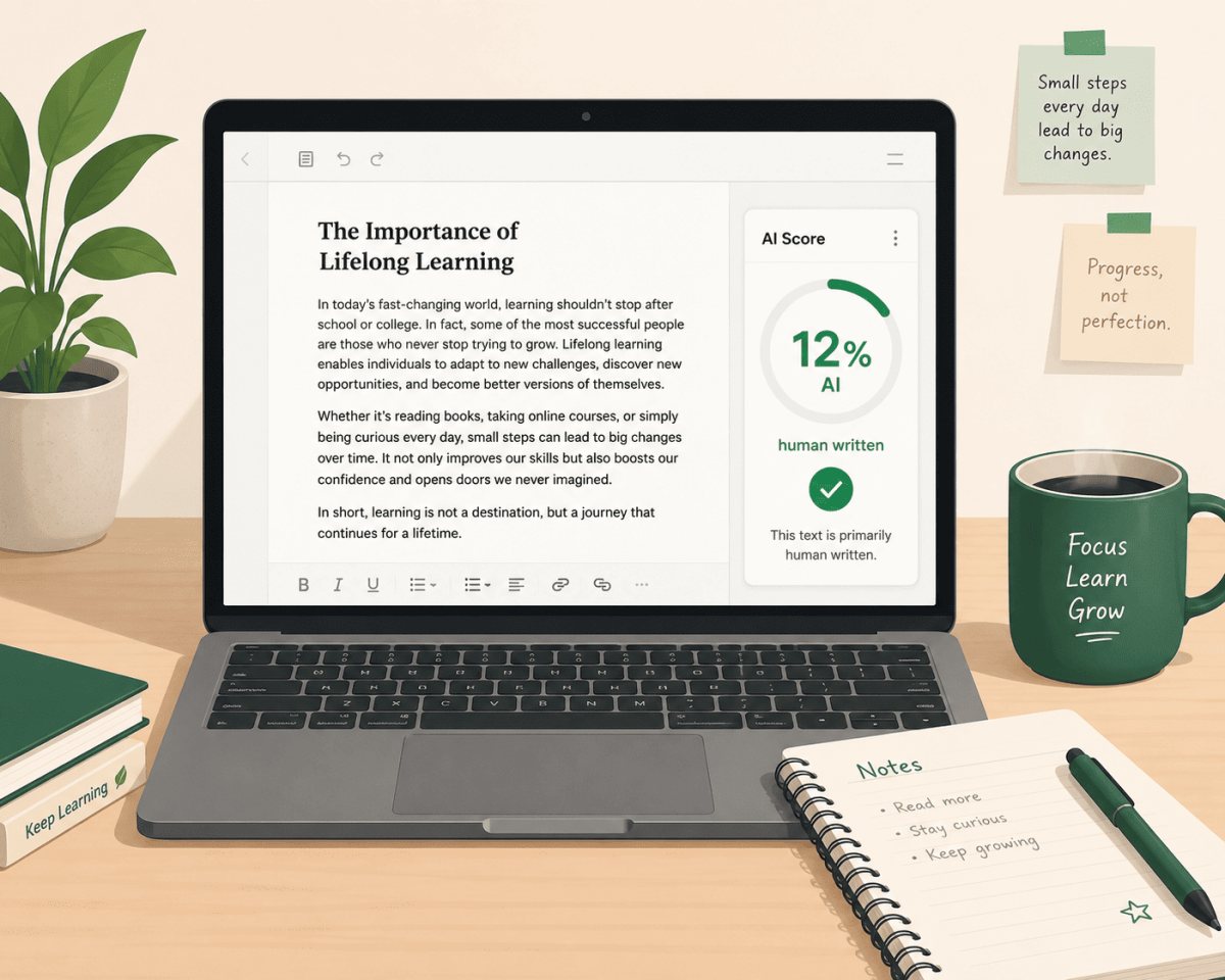 Academic AI indicator report showing an AI writing score on a student submission